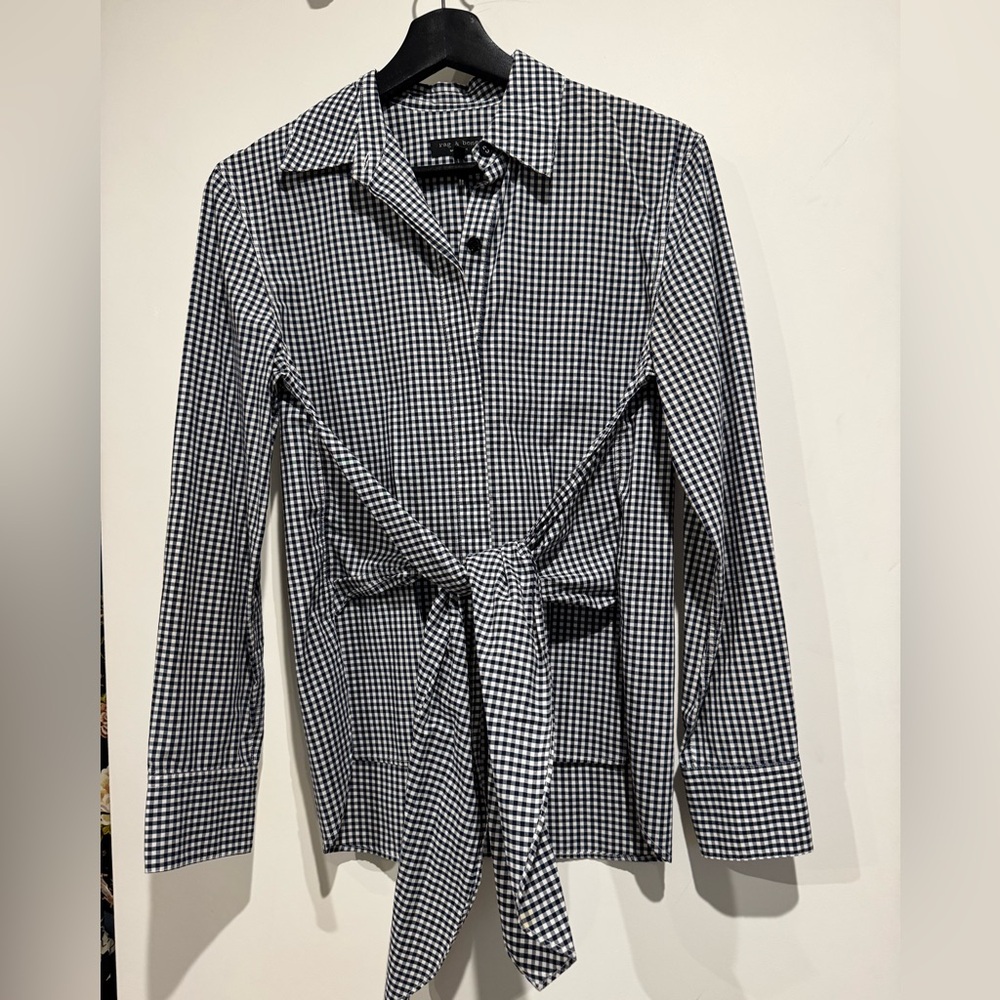 Rag & Bone Navy and White Checkered Shirt